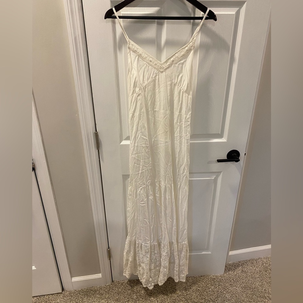 Jen's Pirate Booty Cream Lace-Trim Maxi Dress